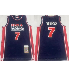 Men USA Basketball 7 Larry Bird 1992 Navy Throwback Stitched Jersey