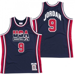 Men USA Basketball 9 Michael Jordan 1992 Navy Throwback Stitched Jersey