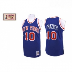 Mens Mitchell and Ness New York Knicks 10 Walt Frazier Swingman Royal Blue Throwback NBA Jersey