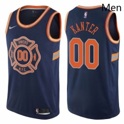 Mens Nike New York Knicks 00 Enes Kanter Authentic Navy Blue NBA Jersey City Edition 