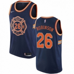 Mens Nike New York Knicks 26 Mitchell Robinson Authentic Navy Blue NBA Jersey City Edition 