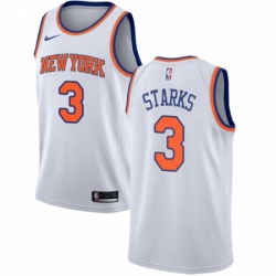 Mens Nike New York Knicks 3 John Starks Authentic White NBA Jersey Association Edition