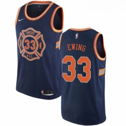 Mens Nike New York Knicks 33 Patrick Ewing Authentic Navy Blue NBA Jersey City Edition