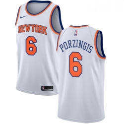 Mens Nike New York Knicks 6 Kristaps Porzingis Authentic White NBA Jersey Association Edition 