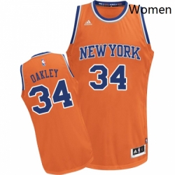 Womens Adidas New York Knicks 34 Charles Oakley Swingman Orange Alternate NBA Jersey