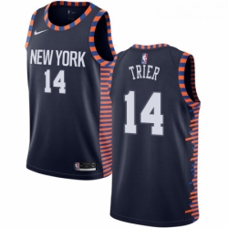 Womens Nike New York Knicks 14 Allonzo Trier Swingman Navy Blue NBA Jersey 2018 19 City Edition 