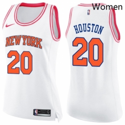 Womens Nike New York Knicks 20 Allan Houston Swingman WhitePink Fashion NBA Jersey