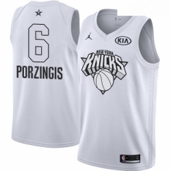 Youth Nike Jordan New York Knicks 6 Kristaps Porzingis Swingman White 2018 All Star Game NBA Jersey 