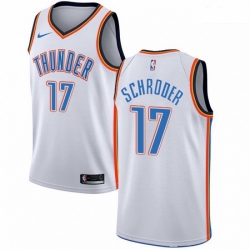 Mens Nike Oklahoma City Thunder 17 Dennis Schroder Swingman White NBA Jersey Association Edition 