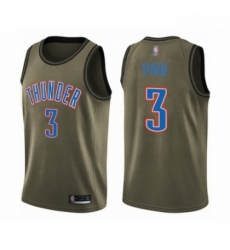 Mens Oklahoma City Thunder 3 Chris Paul Swingman Green Salute to Service Basketball Jersey 