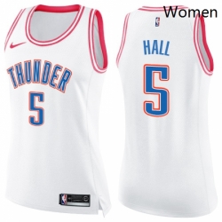 Womens Nike Oklahoma City Thunder 5 Devon Hall Swingman Whit Pink Fashion NBA Jersey 