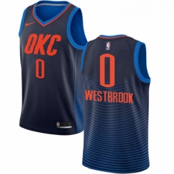 Youth Nike Oklahoma City Thunder 0 Russell Westbrook Authentic Navy Blue NBA Jersey Statement Edition