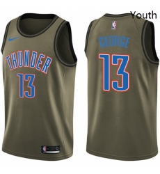 Youth Nike Oklahoma City Thunder 13 Paul George Swingman Green Salute to Service NBA Jersey 