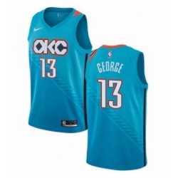 Youth Nike Oklahoma City Thunder 13 Paul George Swingman Turquoise NBA Jersey City Edition 