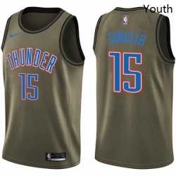 Youth Nike Oklahoma City Thunder 15 Kyle Singler Swingman Green Salute to Service NBA Jersey