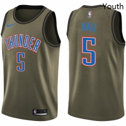 Youth Nike Oklahoma City Thunder 5 Devon Hall Swingman Green Salute to Service NBA Jersey 