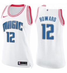 Womens Nike Orlando Magic 12 Dwight Howard Swingman WhitePink Fashion NBA Jersey 