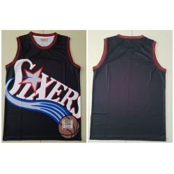 76ers Big Face Black Hardwood Classics Swingman Jersey