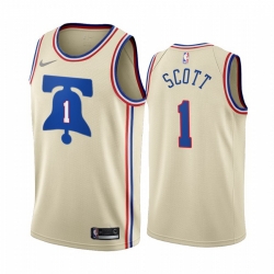 Men Philadelphia 76ers 1 Mike Scott Cream NBA Swingman 2020 21 Earned Edition Jersey