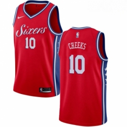 Mens Nike Philadelphia 76ers 10 Maurice Cheeks Authentic Red Alternate NBA Jersey Statement Edition