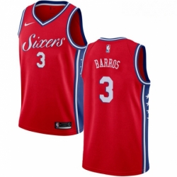 Mens Nike Philadelphia 76ers 3 Dana Barros Authentic Red Alternate NBA Jersey Statement Edition