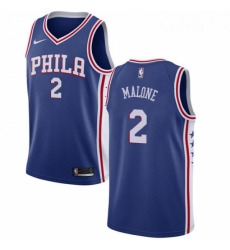 Womens Nike Philadelphia 76ers 2 Moses Malone Swingman Blue Road NBA Jersey Icon Edition