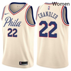 Womens Nike Philadelphia 76ers 22 Wilson Chandler Swingman Cream NBA Jersey City Edition 