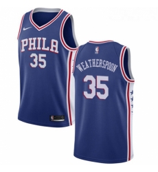 Womens Nike Philadelphia 76ers 35 Clarence Weatherspoon Swingman Blue Road NBA Jersey Icon Edition 