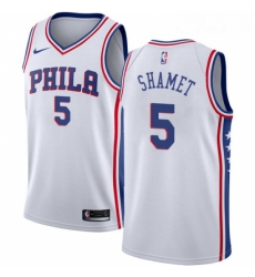 Womens Nike Philadelphia 76ers 5 Landry Shamet Authentic White NBA Jersey Association Edition 