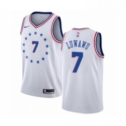 Womens Nike Philadelphia 76ers 7 Timothe Luwawu White Swingman Jersey Earned Edition