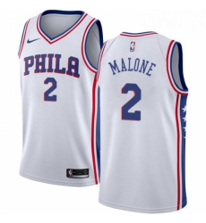 Youth Nike Philadelphia 76ers 2 Moses Malone Swingman White Home NBA Jersey Association Edition