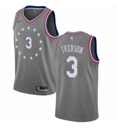 Youth Nike Philadelphia 76ers 3 Allen Iverson Swingman Gray NBA Jersey City Edition