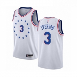 Youth Nike Philadelphia 76ers 3 Allen Iverson White Swingman Jersey Earned Edition