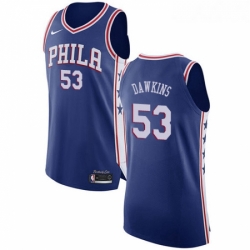 Youth Nike Philadelphia 76ers 53 Darryl Dawkins Authentic Blue Road NBA Jersey Icon Edition 