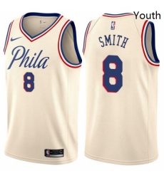 Youth Nike Philadelphia 76ers 8 Zhaire Smith Swingman Cream NBA Jersey City Edition 