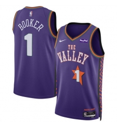 Men Phoenix Suns 1 Devin Booker Purple 2024 25 City Edition Stitched Basketball Jersey