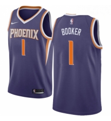 Mens Nike Phoenix Suns 1 Devin Booker Swingman Purple Road NBA Jersey Icon Edition