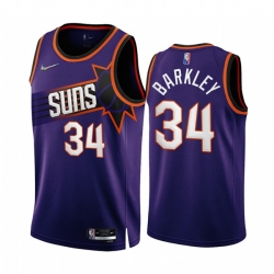 Men's Phoenix Suns #34 Charles Barkley 2022-23 Purple 75th Anniversary Icon Edition Stitched Jersey