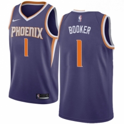 Youth Nike Phoenix Suns 1 Devin Booker Swingman Purple Road NBA Jersey Icon Edition