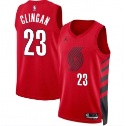 Men Portland Trail Blazers 23 Donovan Clingan Red 2024 Draft Statement Edition Stitched Basketball Jersey