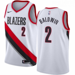 Womens Nike Portland Trail Blazers 2 Wade Baldwin Swingman White NBA Jersey Association Edition 