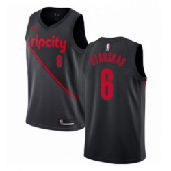 Womens Nike Portland Trail Blazers 6 Nik Stauskas Swingman Black NBA Jersey 2018 19 City Edition 