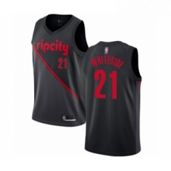 Womens Portland Trail Blazers 21 Hassan Whiteside Swingman Black Basketball Jersey 2018 19 City Edition 