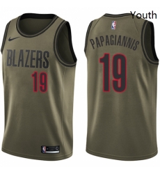 Youth Nike Portland Trail Blazers 19 Georgios Papagiannis Swingman Green Salute to Service NBA Jersey 