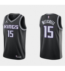 Men Sacramento Kings 15 Davion Mitchell Swingman Black Statement Edition Stitched Jersey