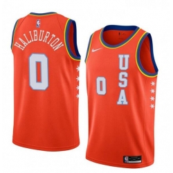 Men Sacramento Kings Tyrese Haliburton #0 Orange NBA Jersey