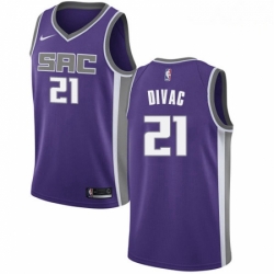 Mens Nike Sacramento Kings 21 Vlade Divac Authentic Purple Road NBA Jersey Icon Edition