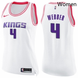 Womens Nike Sacramento Kings 4 Chris Webber Swingman WhitePink Fashion NBA Jersey