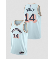 Men San Antonio Spurs 14 Blake Wesley Light Blue 2024 25 City Edition Stitched Basketball Jersey