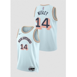 Men San Antonio Spurs 14 Blake Wesley Light Blue 2024 25 City Edition Stitched Basketball Jersey